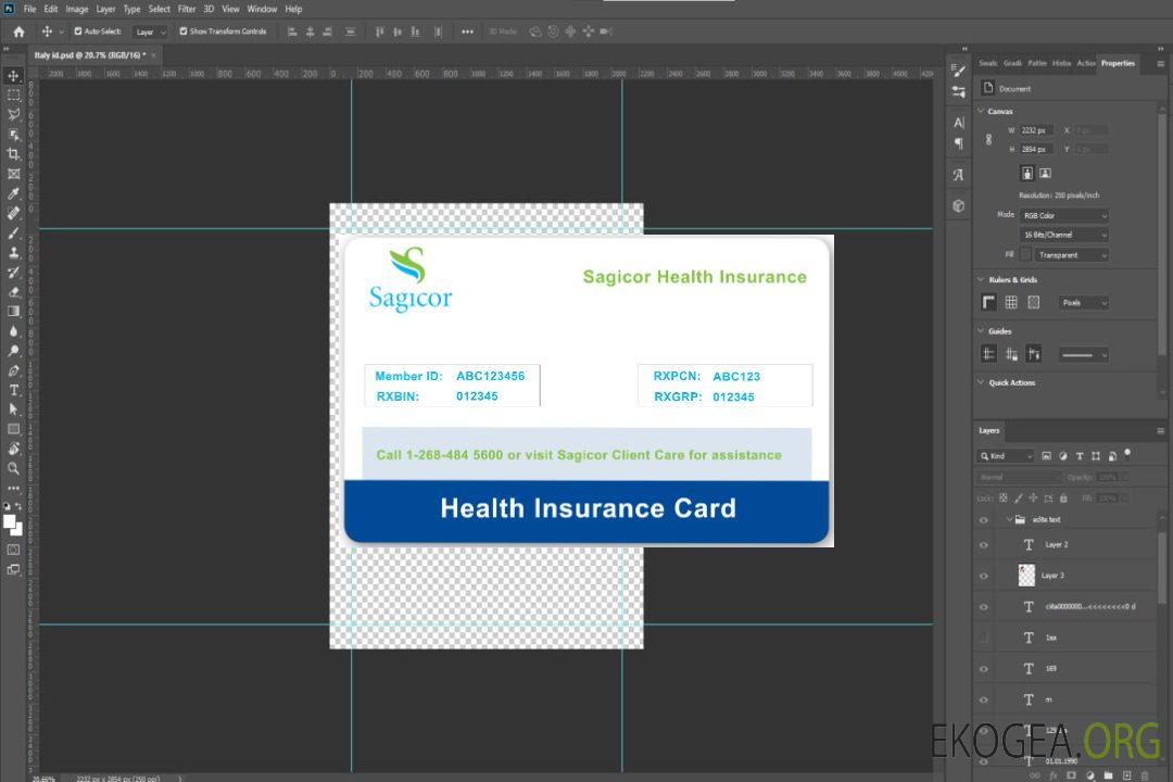 Carte d'assurance maladie d'Antigua-et-Barbuda Sagicor template